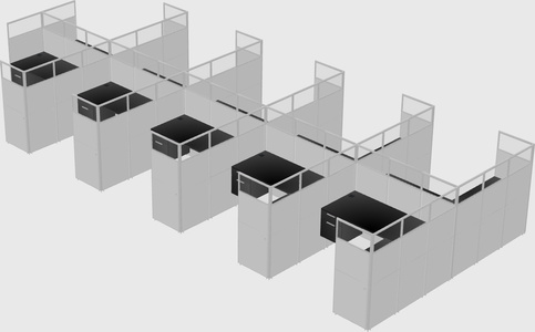 Shared l-shaped cubicle