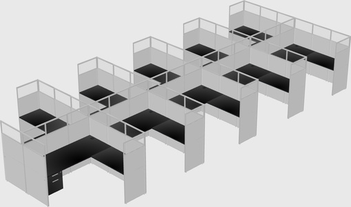 Shared l-shaped cubicle