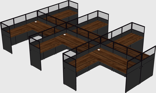 Shared l-shaped cubicle