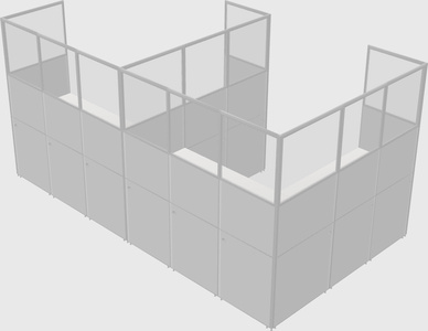 Shared l-shaped cubicle