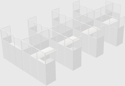 Shared l-shaped cubicle