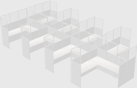 Shared l-shaped cubicle