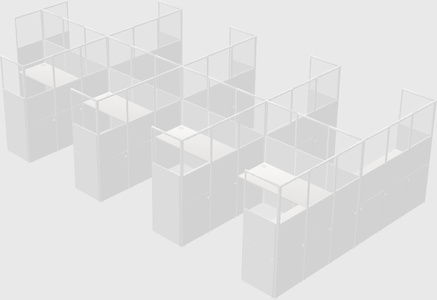 Shared l-shaped cubicle