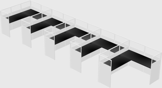 Shared l-shaped cubicle
