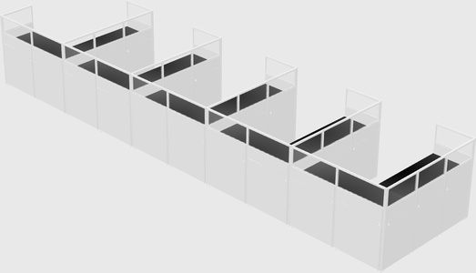 Shared l-shaped cubicle