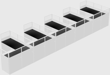Shared l-shaped cubicle