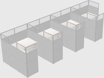 Shared l-shaped cubicle