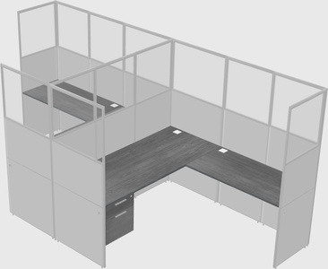 Shared l-shaped cubicle