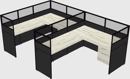 Shared l-shaped cubicle