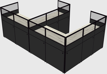 Shared l-shaped cubicle