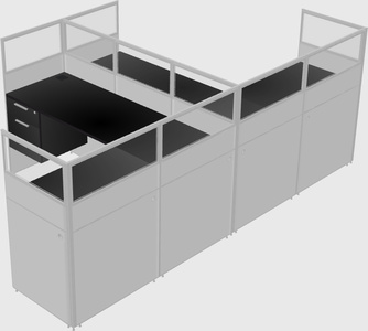 Cubículo compartido en forma de l