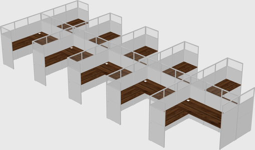 Shared l-shaped cubicle