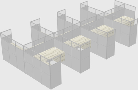 Shared l-shaped cubicle