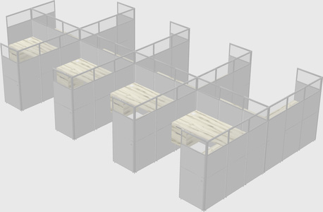 Shared l-shaped cubicle