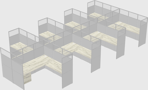 Shared l-shaped cubicle