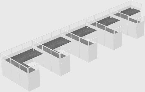 Shared l-shaped cubicle