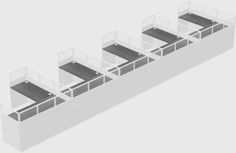 Shared l-shaped cubicle