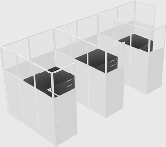 Shared l-shaped cubicle