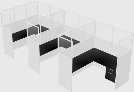 Shared l-shaped cubicle