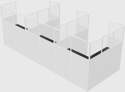 Shared l-shaped cubicle