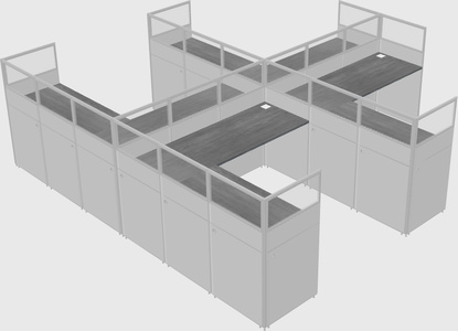 Shared l-shaped cubicle