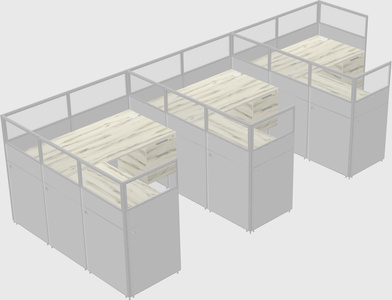 Shared l-shaped cubicle