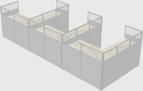 Shared l-shaped cubicle