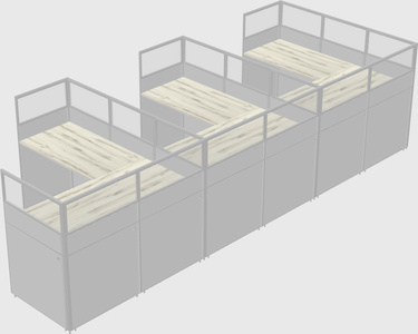 Shared l-shaped cubicle