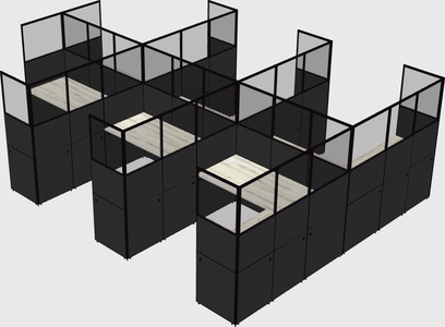 Shared l-shaped cubicle