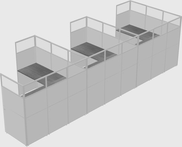 Shared l-shaped cubicle