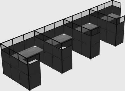 Shared l-shaped cubicle