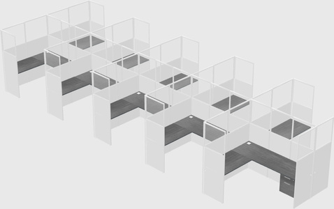 Shared l-shaped cubicle