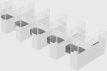 Shared l-shaped cubicle