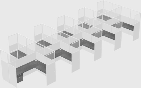Shared l-shaped cubicle