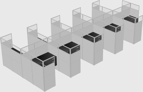 Shared l-shaped cubicle