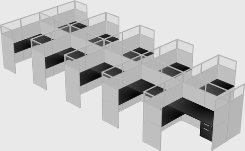 Shared l-shaped cubicle
