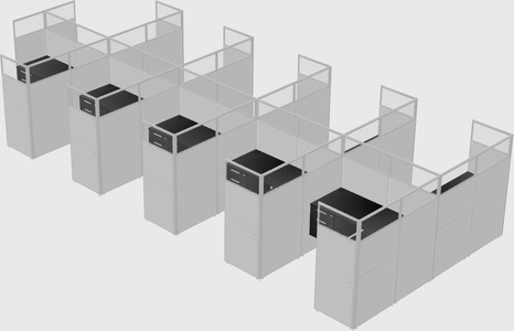 Shared l-shaped cubicle