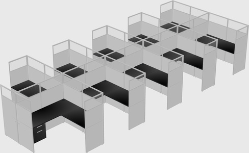 Shared l-shaped cubicle