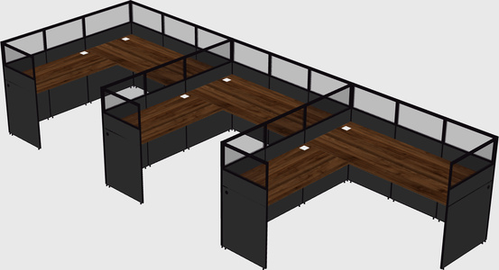 Shared l-shaped cubicle