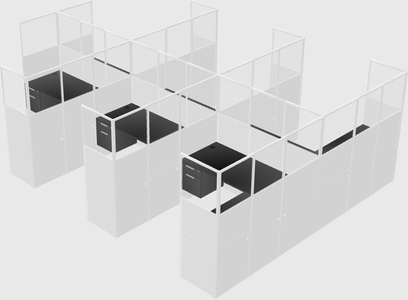 Shared l-shaped cubicle