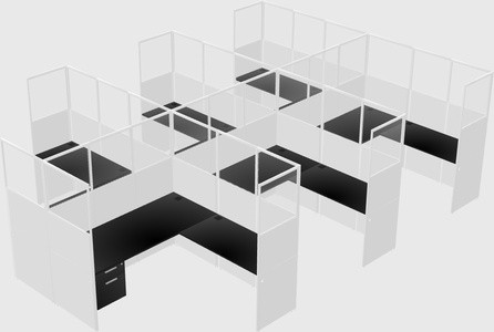Shared l-shaped cubicle