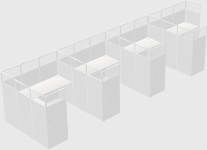 Shared l-shaped cubicle