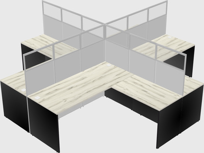 Shared l-shaped cubicles
