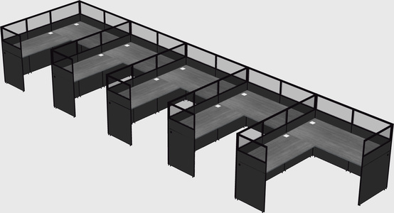 Shared l-shaped cubicle