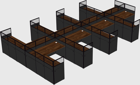 Shared l-shaped cubicle