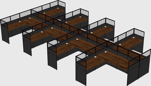 Shared l-shaped cubicle