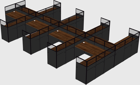 Shared l-shaped cubicle