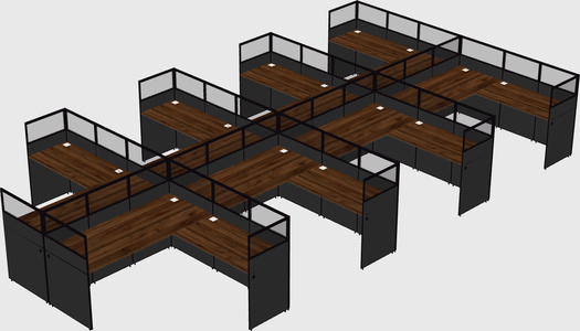 Shared l-shaped cubicle