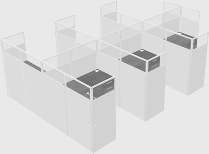Shared l-shaped cubicle