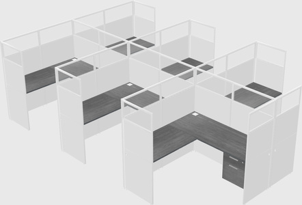 Shared l-shaped cubicle